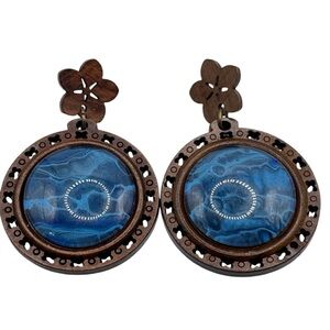 Blue Wooden Handmade Earrings